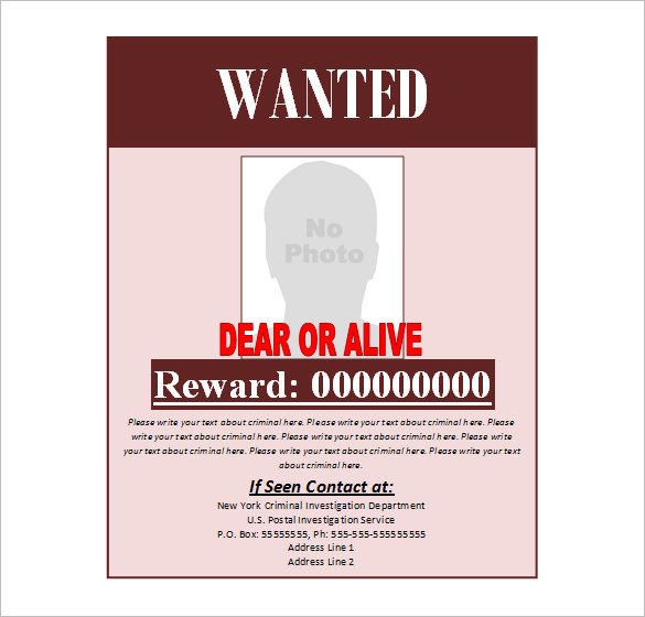 Wanted Poster Template – 53 Free Printable Word PSD