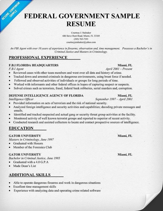 Federal Government Resume Template resume panion