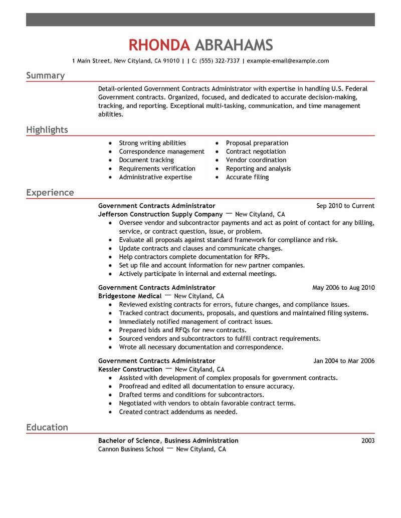 Military Resume Template for Microsoft Word