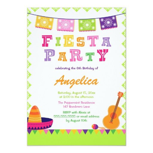 Fun fiesta party colorful birthday invitation