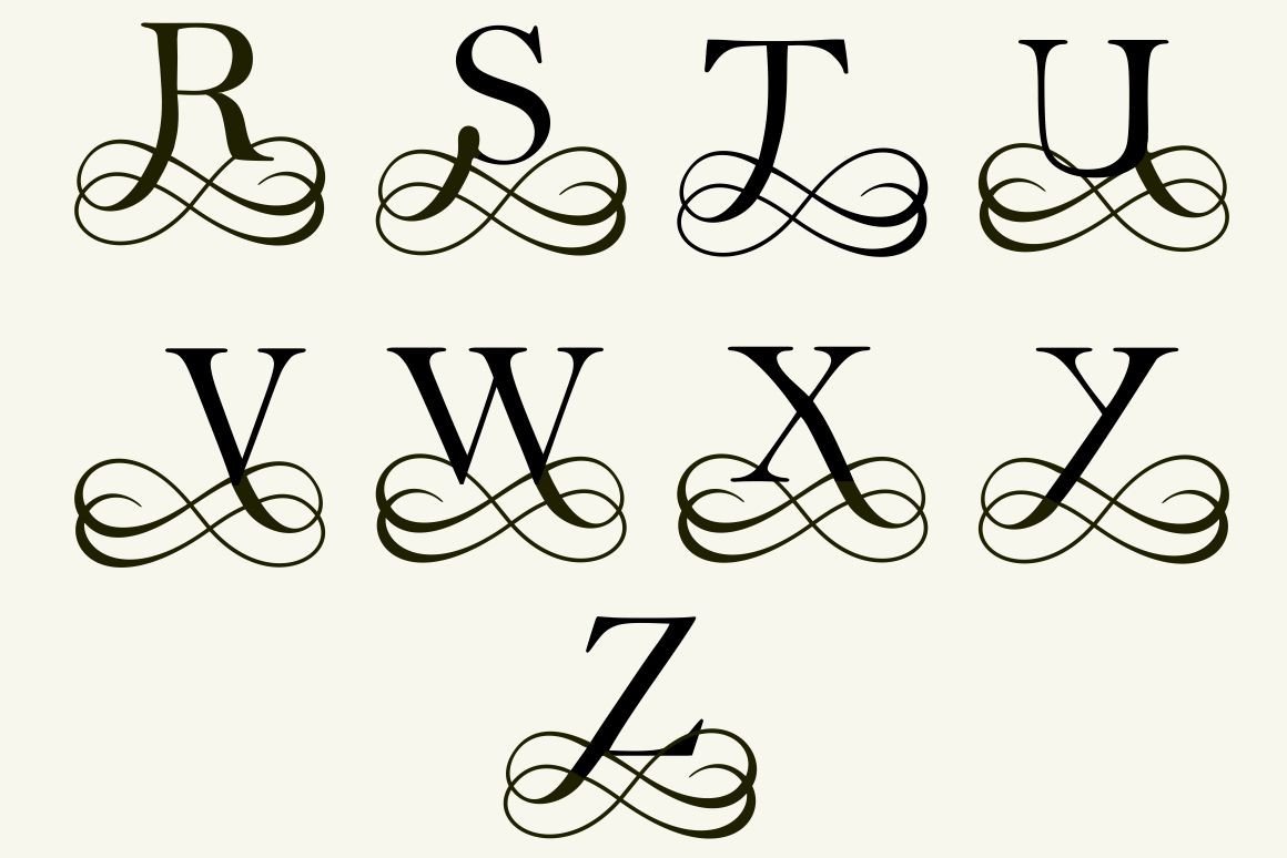 26 filigree letters for monograms Logo Templates on