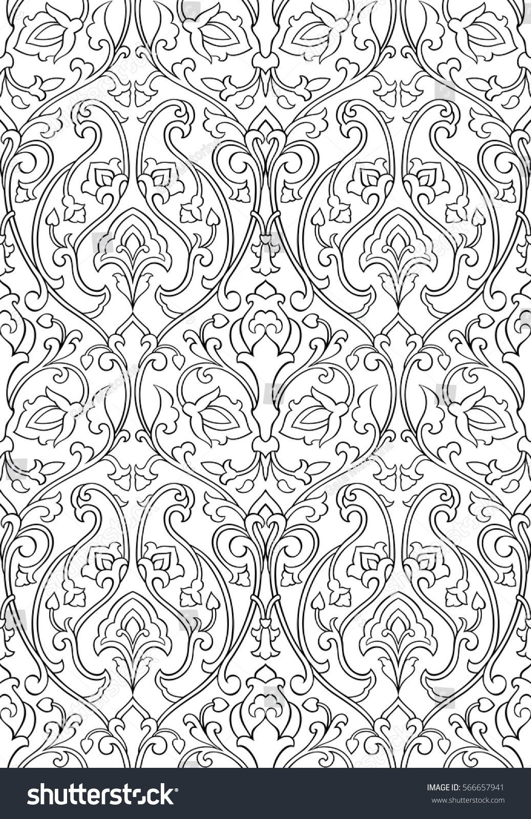 Black White Floral Pattern Seamless Filigree Stock Vector
