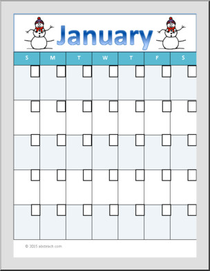 January Calendar Teaching Extras Fill In Calendar