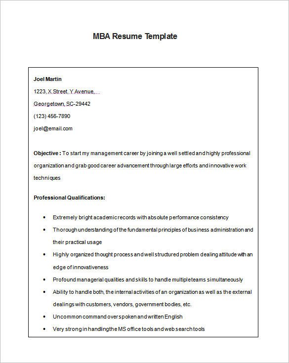 12 MBA Resume Templates DOC PDF