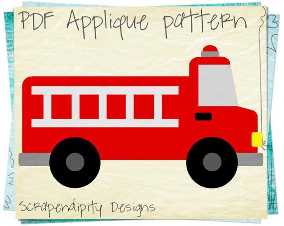 Fire Truck Applique Pattern Emergency Vehicle Applique