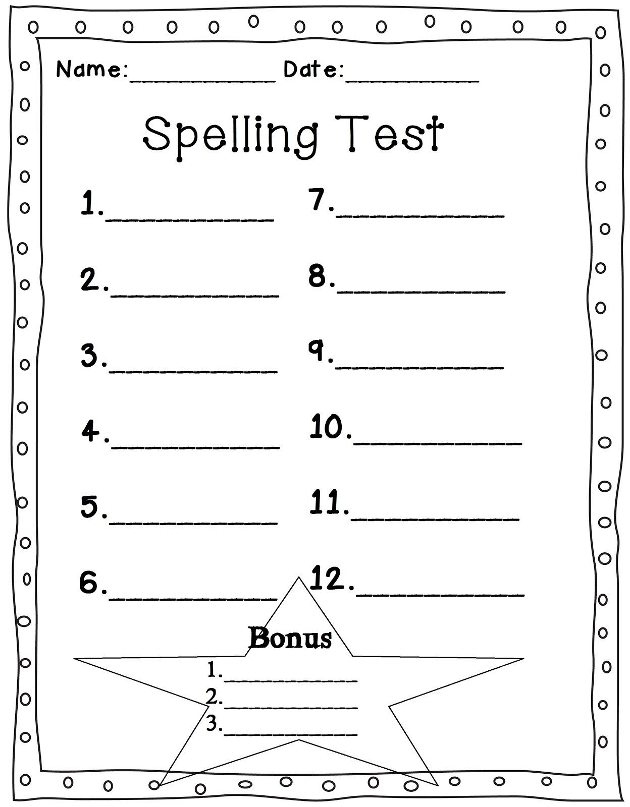 Mrs Glover s First Grade Owls Spelling Test Sheet