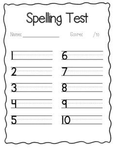 Spelling Test Template ELA Pinterest