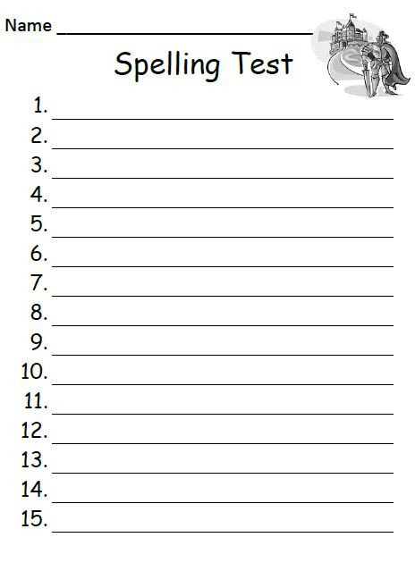 Spelling Test Template