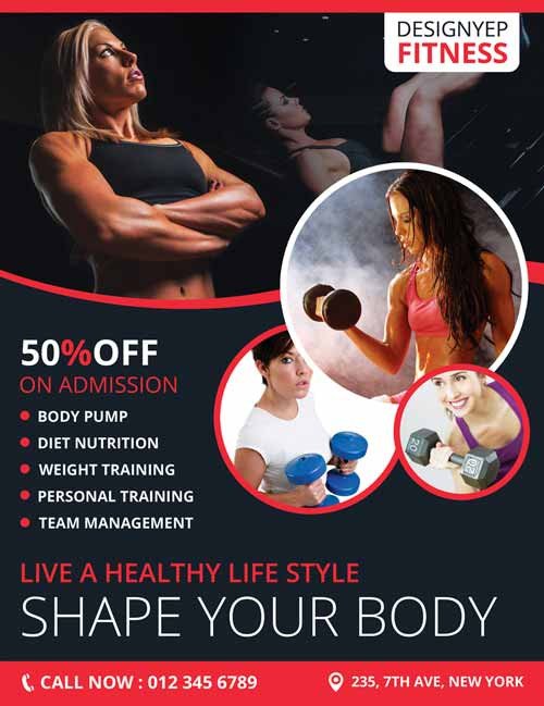 Download Fitness Club Gym Free Flyer PSD Template
