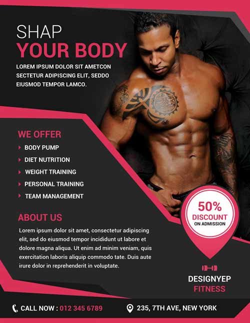 Free Download Fitness and Gym PSD shop Flyer Template