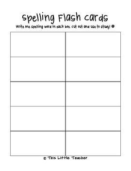 Spelling Flash Card Template Free Download