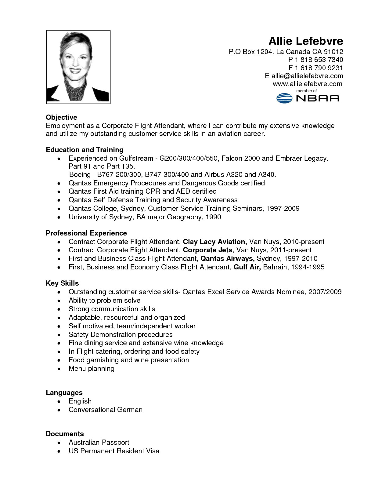 Resume Flight Attendant Without Experience Resume Ideas