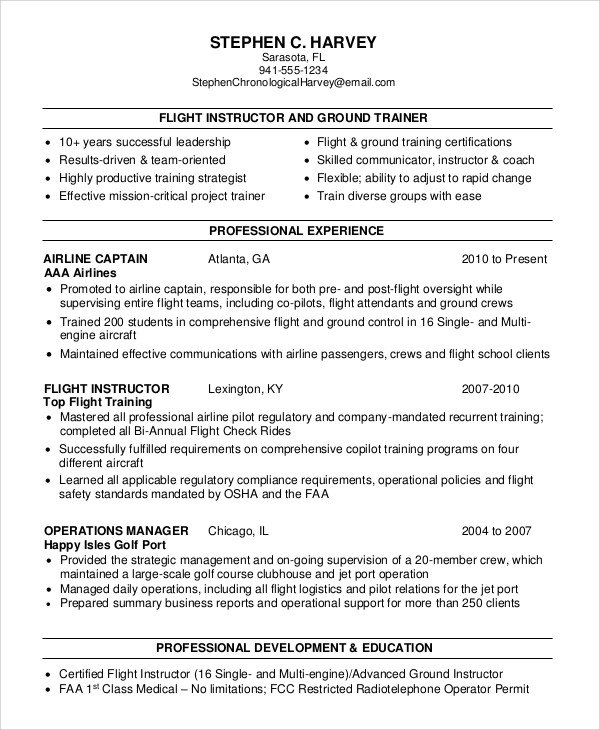 Sample Flight Attendant Resume 6 Examples in PDF Word