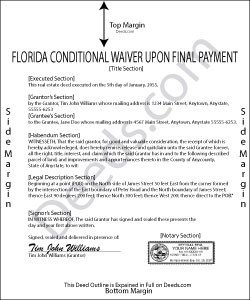 Florida Conditional Waiver and Release of Lien upon Final