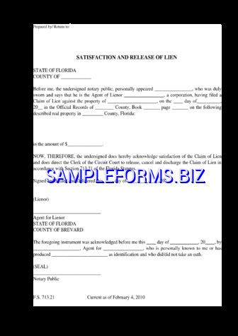 Florida Lien Release Form templates & samples