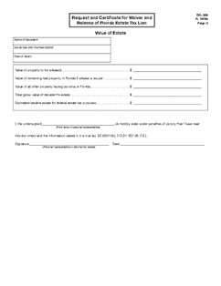 Form DR 308 Request and Certificate for Waiver and Release