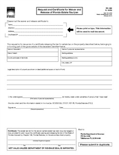 Form DR 308 Request and Certificate for Waiver and Release