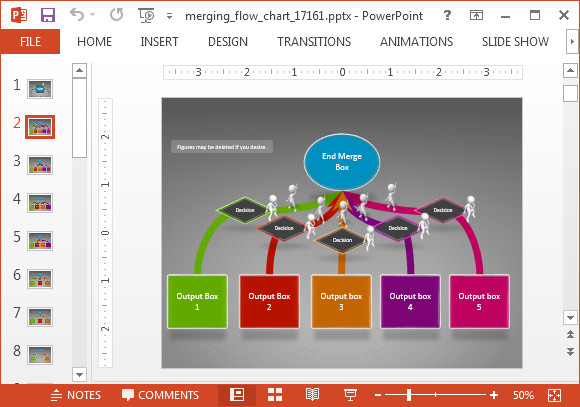 Merging Arrows Animated Flowchart PowerPoint Template