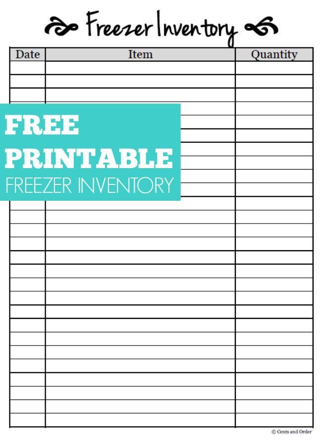 Free Printable Freezer Inventory Sheet