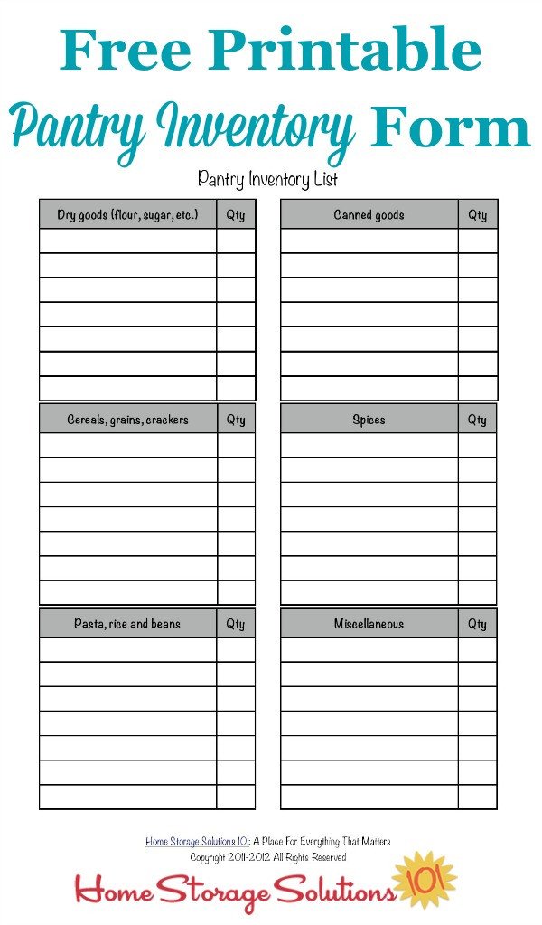 Free Printable Pantry List Keep An Inventory And Stay