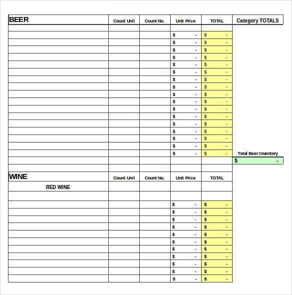 Restaurant Inventory Template 17 Free word Excel
