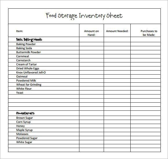 Sample Restaurant Inventory 6 Documents in PDF