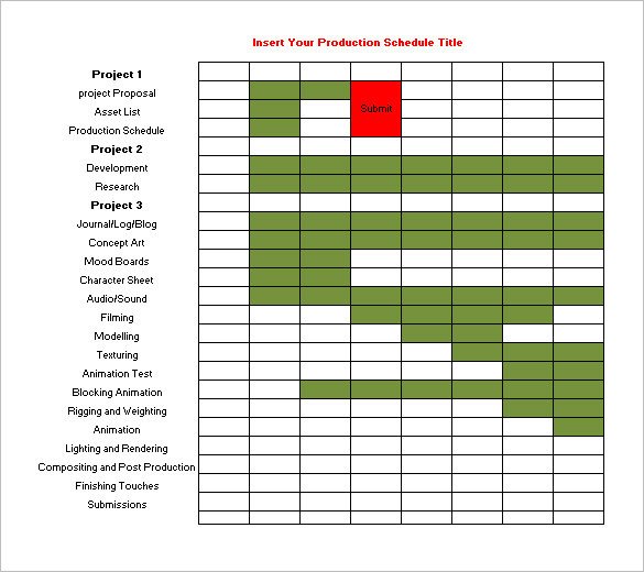 Production Schedule Template 13 Free Sample Example