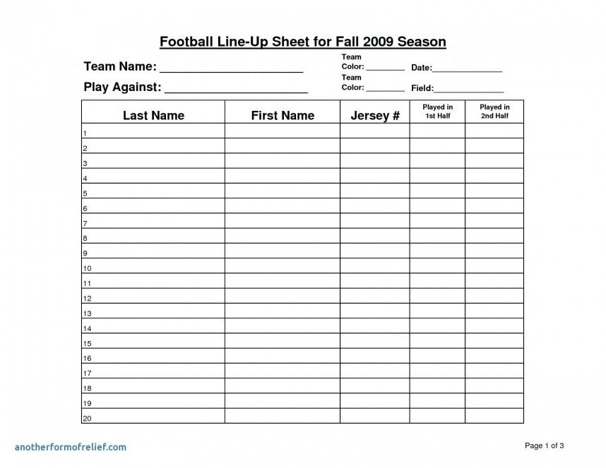 002 Blank Football Depth Chart Template Within Ideas