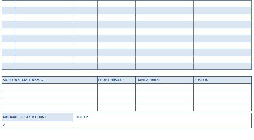 Football Roster Template