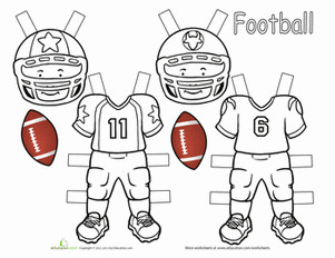 Football Paper Dolls Worksheet