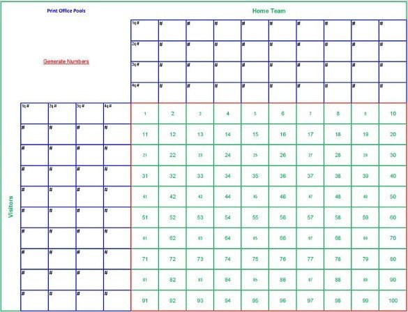 Free 6 Blank Printable Football Squares Template Download