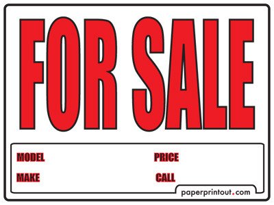 Free Car For Sale Sign To Print line
