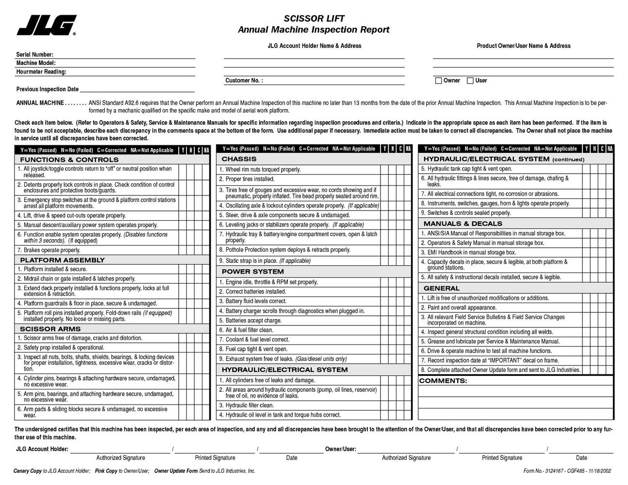 Forklift Inspection Form Excel Forms 5752