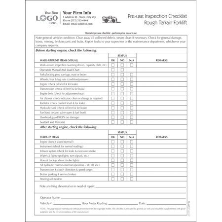 Forklift saftey Inspection Checklist Form Walmart