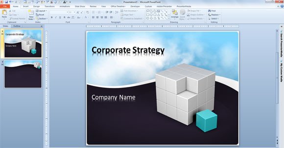 Free Business PowerPoint Template with Animated Clouds