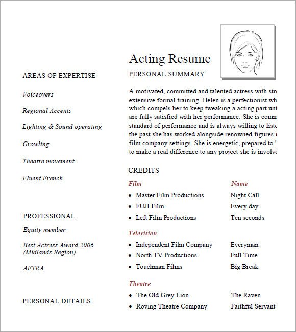 7 Acting Resume Samples Examples Templates