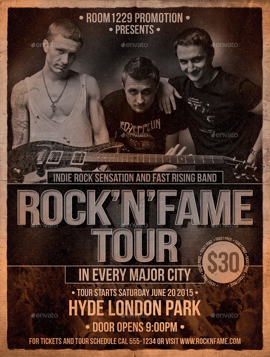 Rock Band Flyer and Ticket Template by DESIGNROOM1229