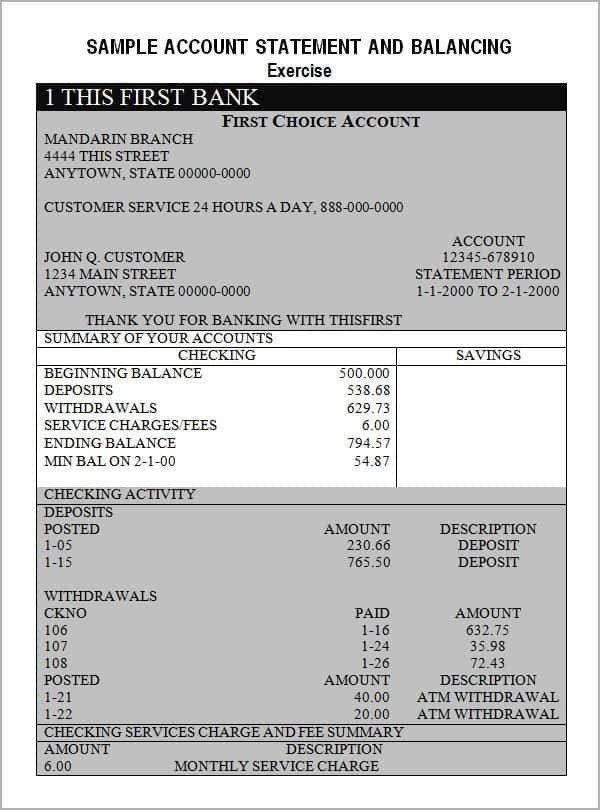 Bank statement template Free Formats Excel Word