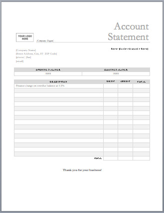 Account Statement Template CIJ Consumables