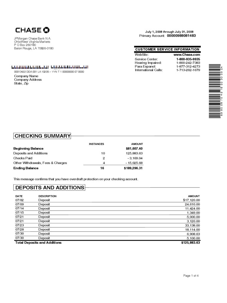 Bank Statement Template Download Free