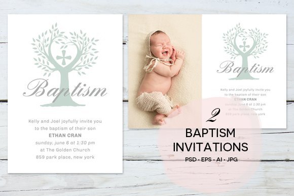 2 Baptism Invitations Invitation Templates Creative Market