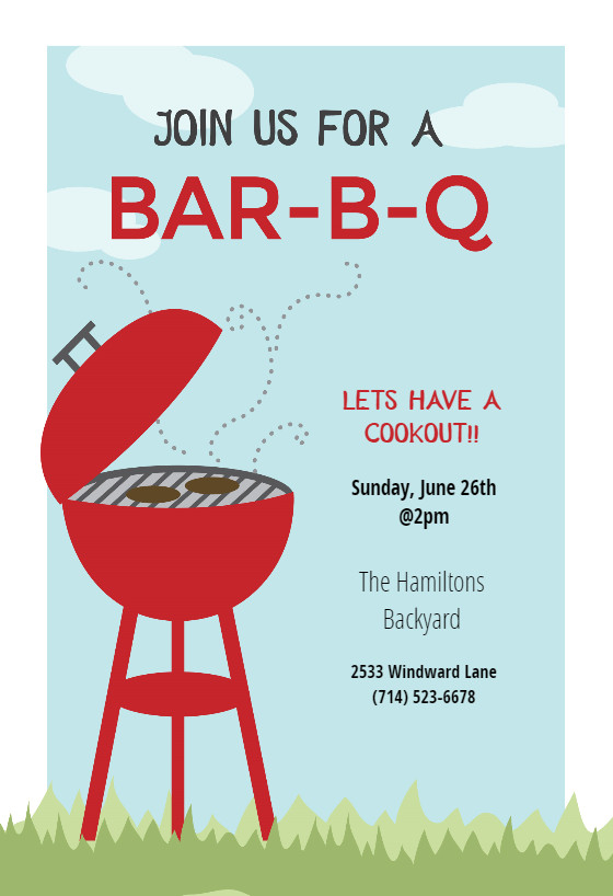 BBQ Cookout BBQ Party Invitation Template Free