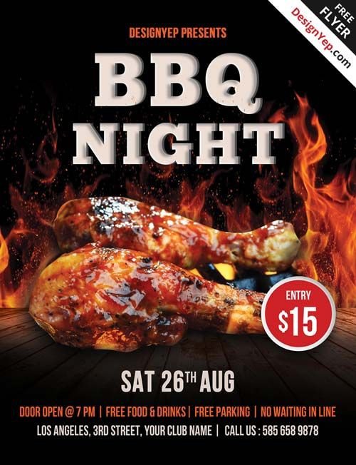 Free Barbecue Night PSD Flyer Template…