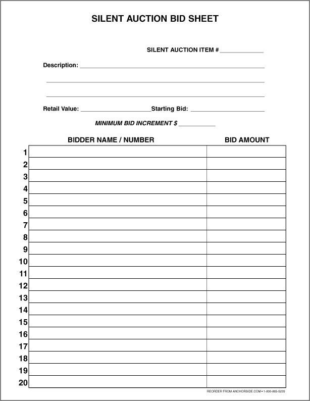 30 Silent Auction Bid Sheet Templates [Word Excel PDF