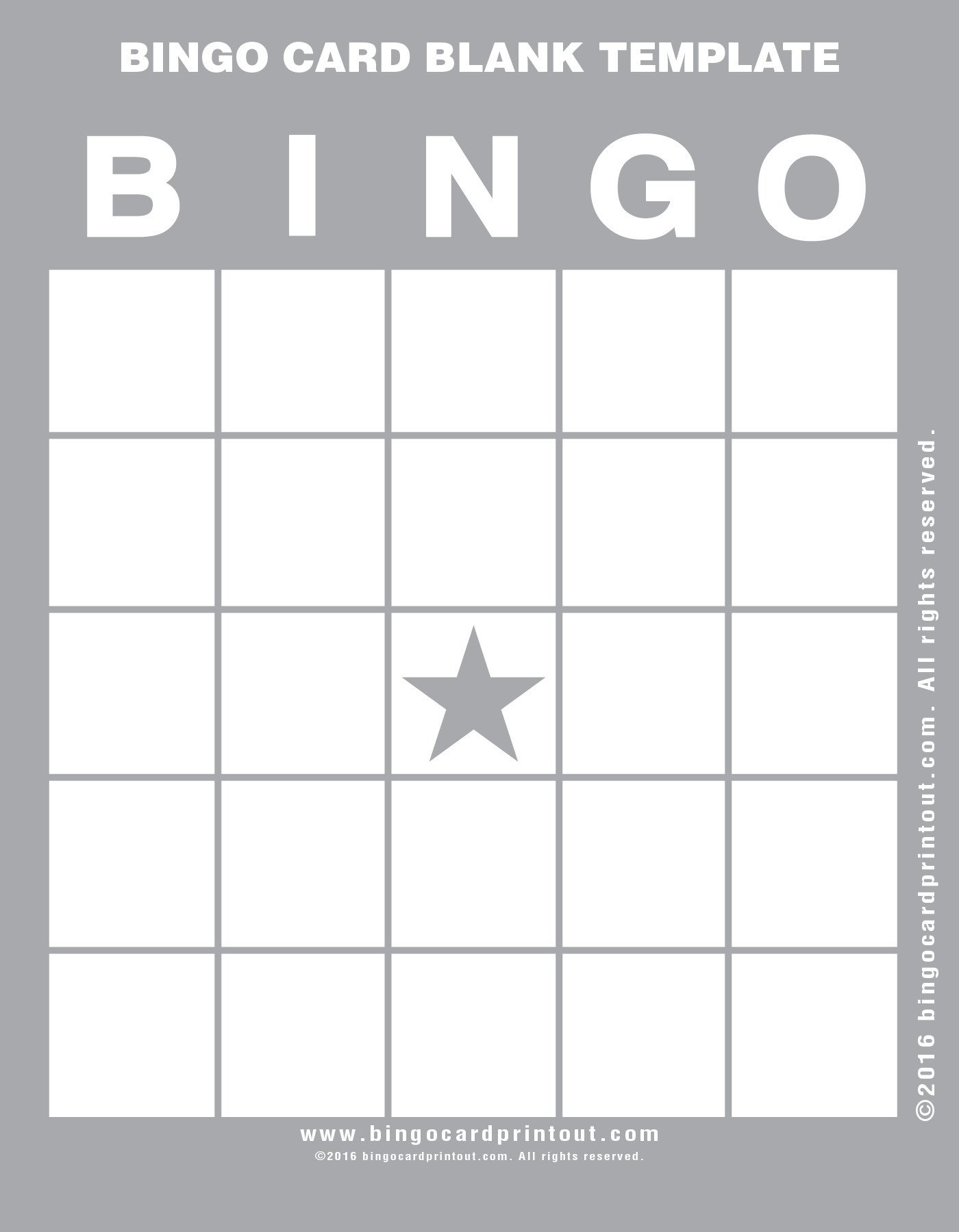 Bingo Card Blank Template BingoCardPrintout