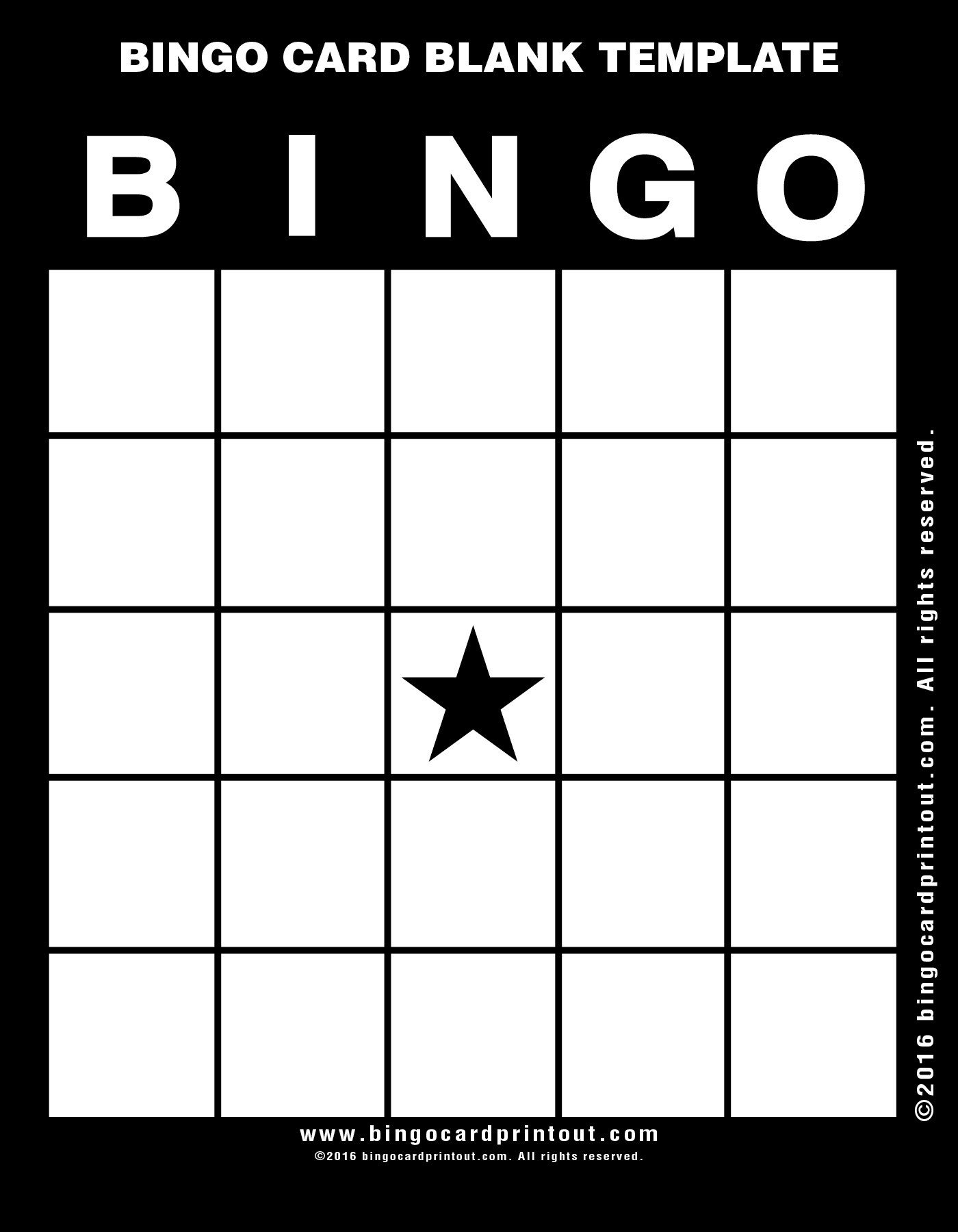 Bingo Card Blank Template BingoCardPrintout