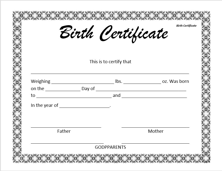 14 Free Birth Certificate Templates in MS Word & PDF