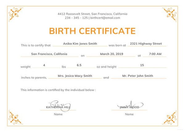 Birth Certificate Template 44 Free Word PDF PSD