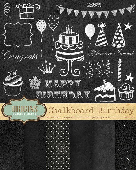 Free Template Chalkboard Birthday Gimp Designtube