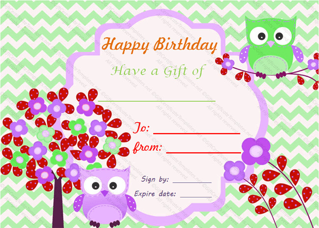 Birthday Bumps Gift Certificate Template